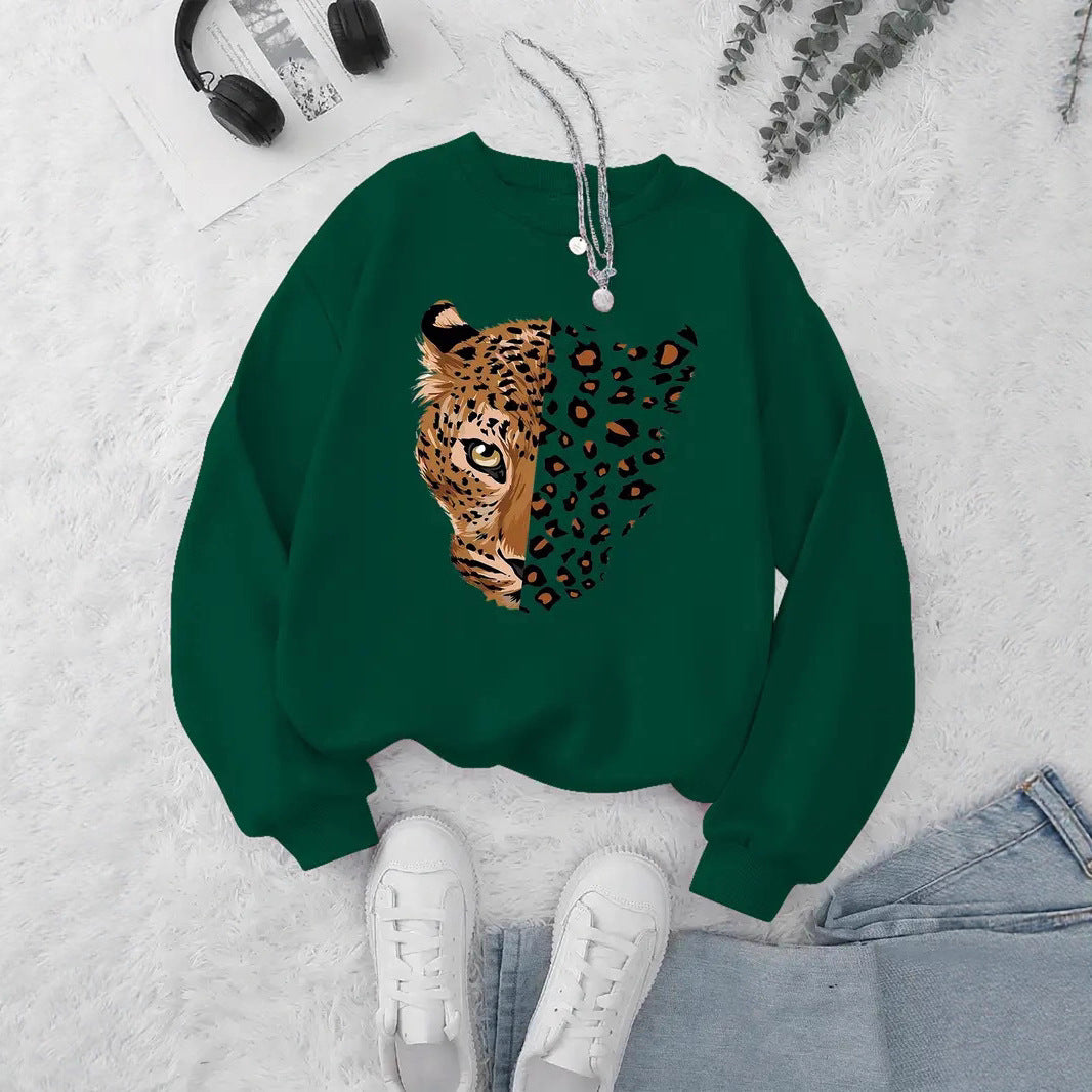 Damen Sweatshirt mit Leopardenmotiven Drune