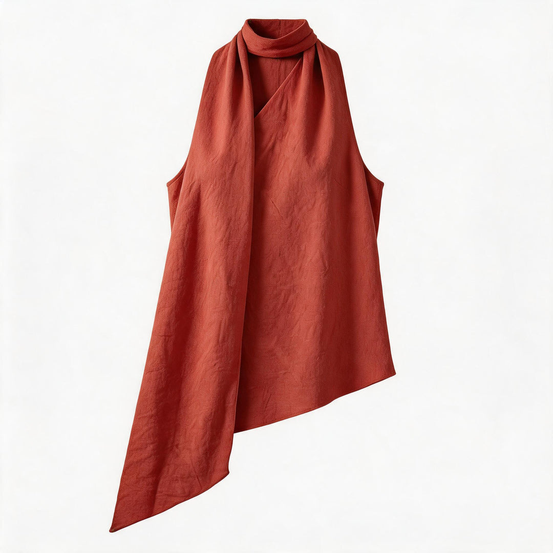 Damen asymmetrisches Wickeloberteil mit elegantem Schal Drune
