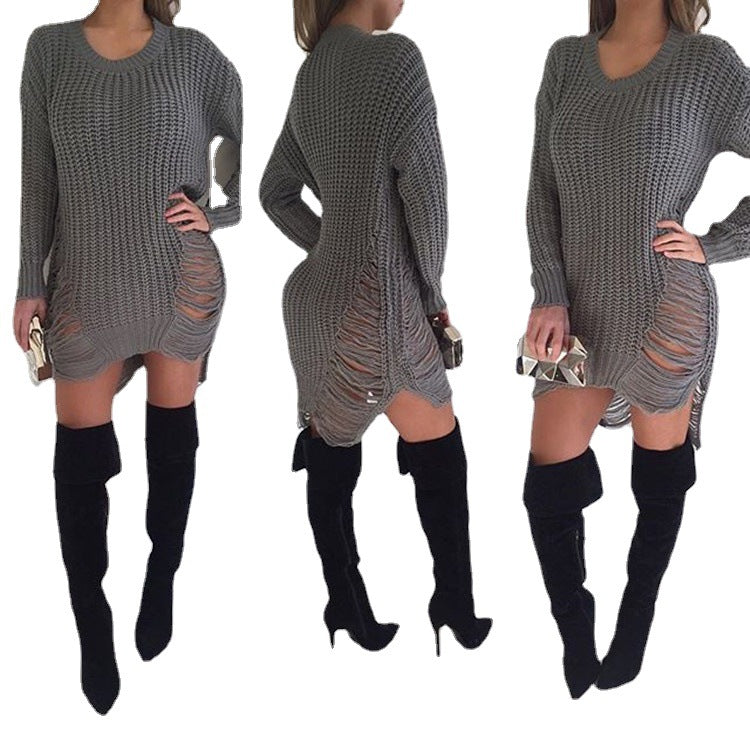 Damen Strickkleid im lässigen Oversized-Design mit auffälligen Cut-Out-Details Drune