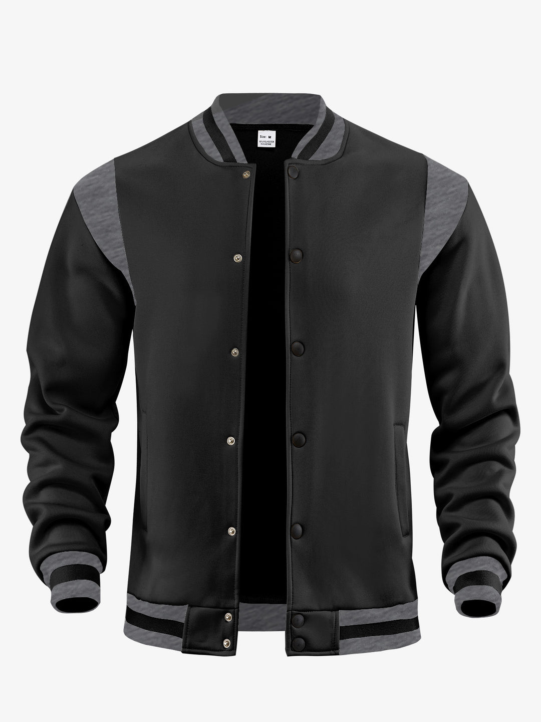Herren nan legere Baseballjacke in Sweatqualität mit Druckknopfleiste geripptem Kragen und kontrastierendem Schulterbesatz Drune