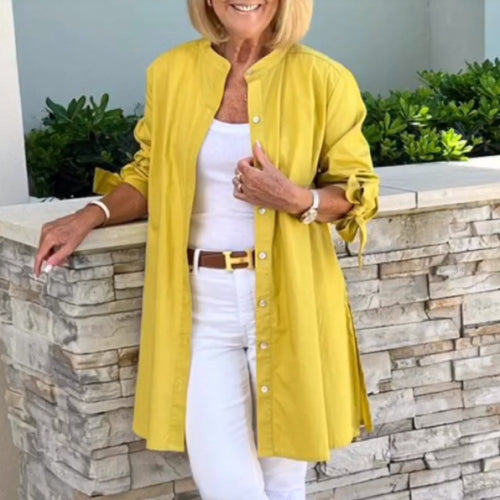 Damen luftiger Longblazer mit elastischen Ärmeln Drune
