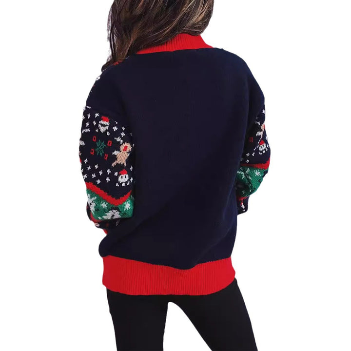 Damen Weihnachts-Pullover mit festlichem Design und strukturiertem Strick Drune