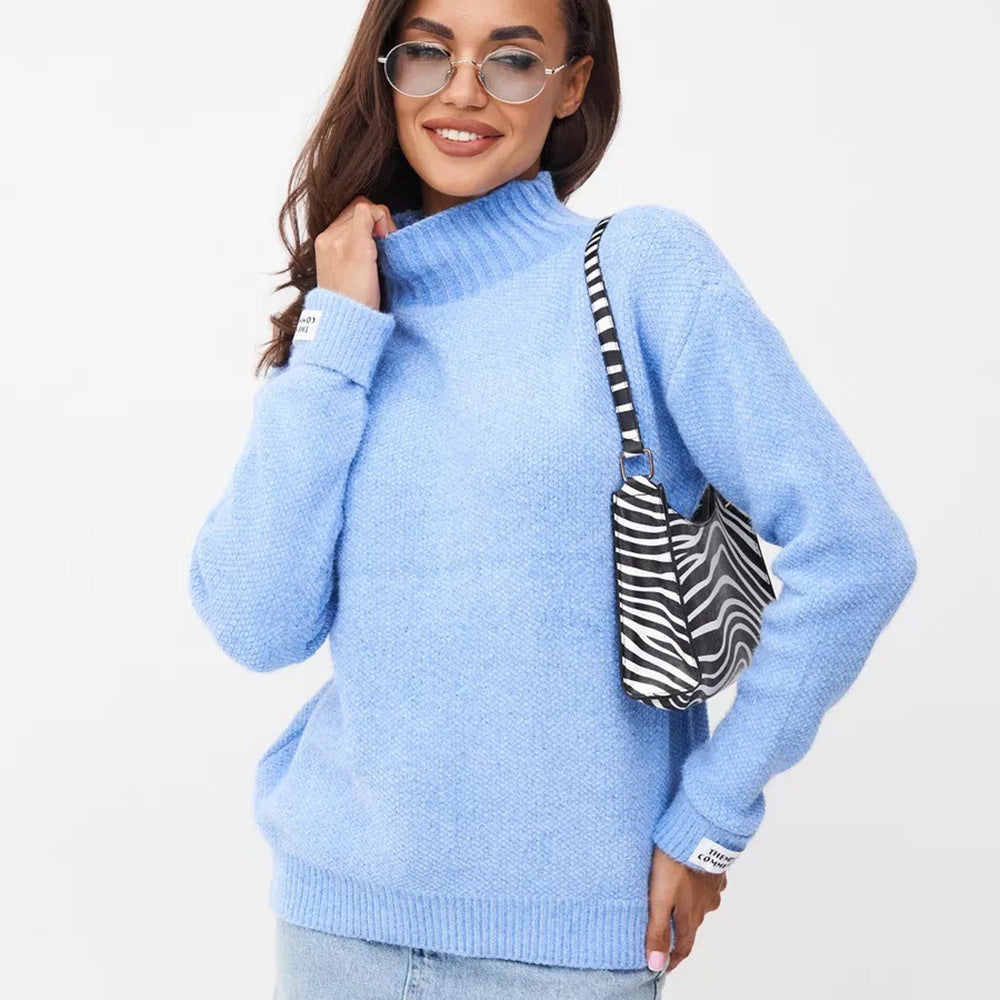 Damen Strickpullover mit Stehkragen Drune