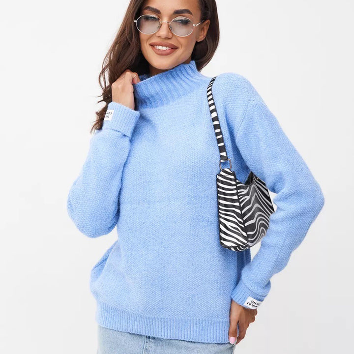 Damen Strickpullover mit Stehkragen Drune