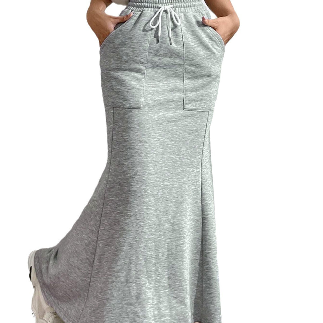 Damen Sweat Maxi-Rock mit elastischem Bund und praktischen Taschen Drune