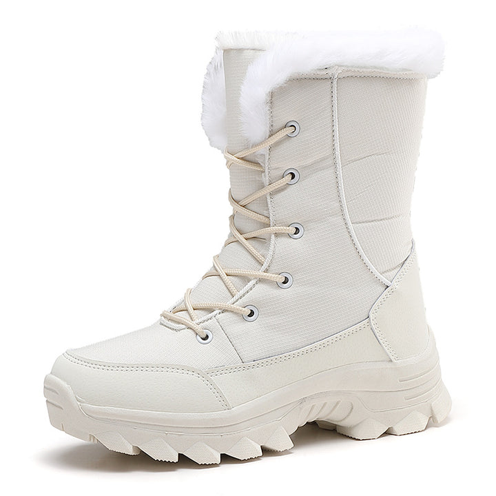 Damen Gefütterte Winterstiefel mit rutschfester Sohle und modischem Kunstfell Drune