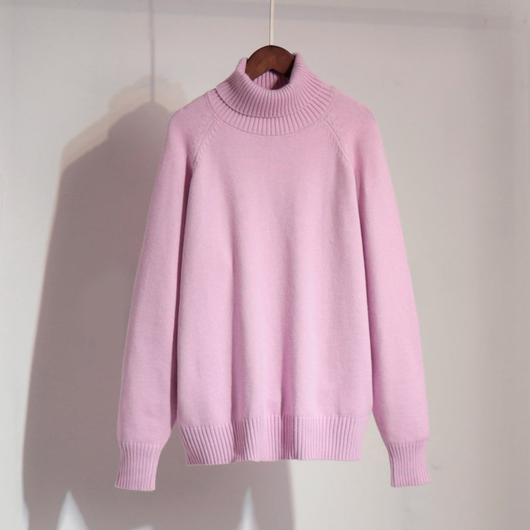 Damen Unifarbenes Rollkragenpullover aus hochwertiger Wolle Drune