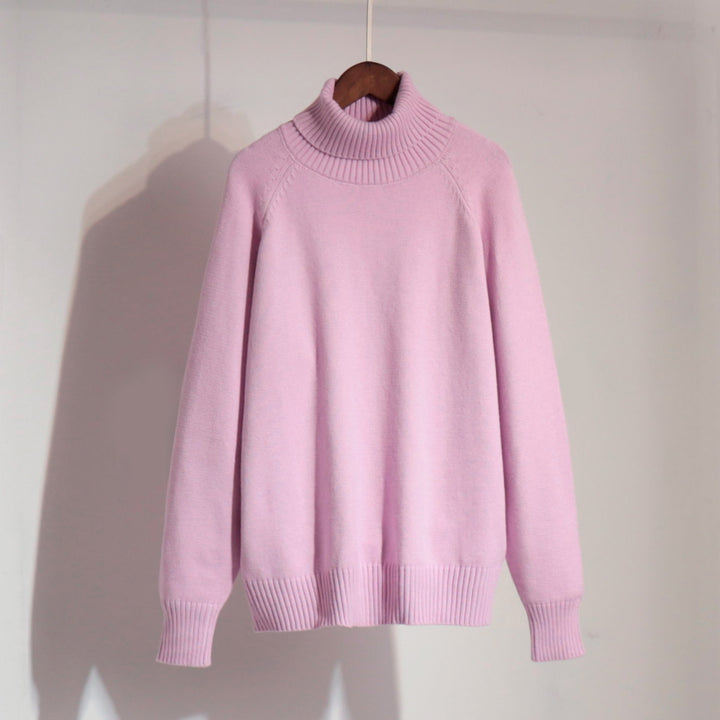 Damen Unifarbenes Rollkragenpullover aus hochwertiger Wolle Drune