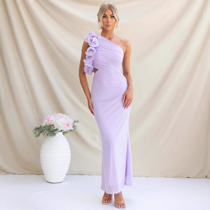 Damen Elegantes Rüschen-Maxikleid mit einem schulterfreien Design und figurbetontem Schnitt Drune