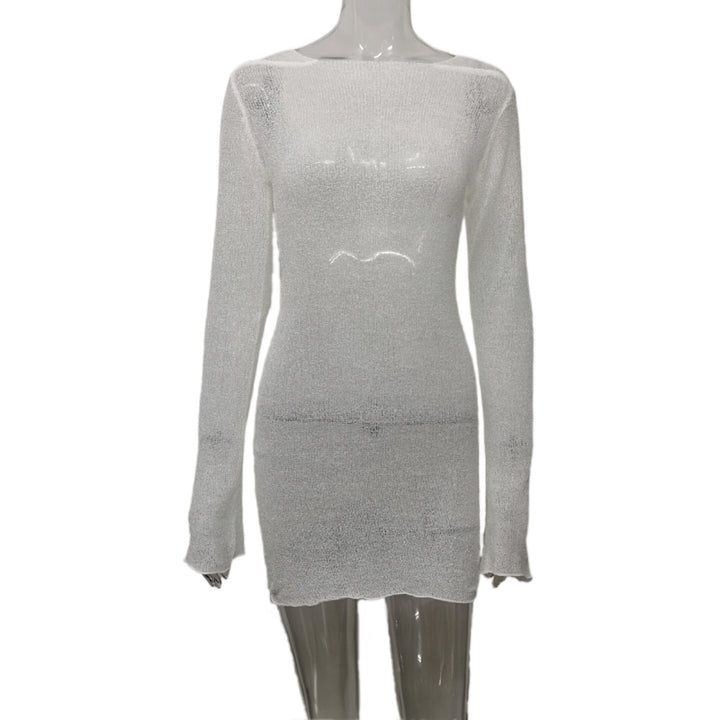 Damen durchscheinendes Häkelkleid Drune