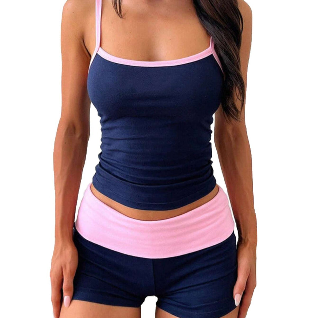 Damen Fitness-Set mit stylischem Spaghetti-Träger und elastischem Taillenbund Drune