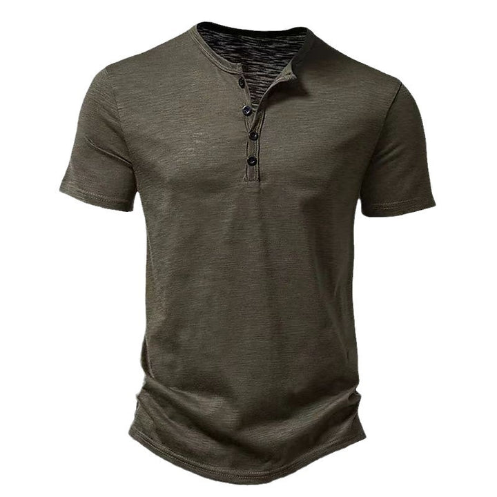 Herren Freizeit Kurzarm Henley Shirt mit Knopfleiste Drune