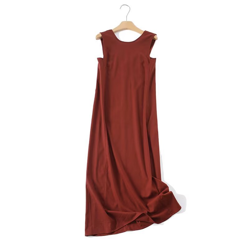 Damen Maxikleid mit elegantem V-Ausschnitt und fließendem Stoff Drune