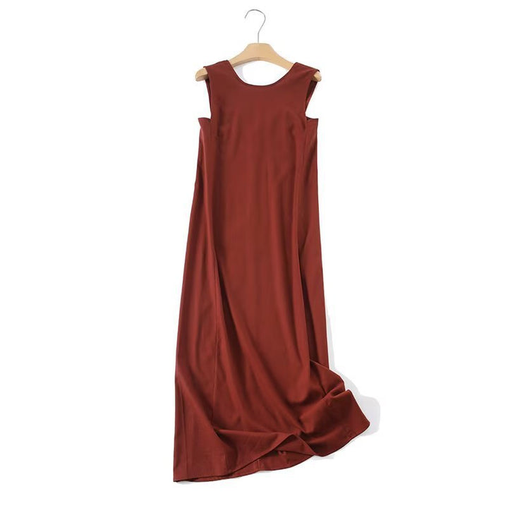 Damen Maxikleid mit elegantem V-Ausschnitt und fließendem Stoff Drune