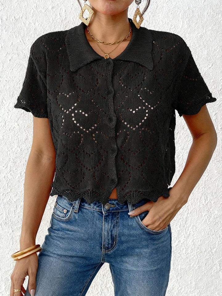 Damen luftiger Häkel-Cardigan mit modischem Lochmuster Drune