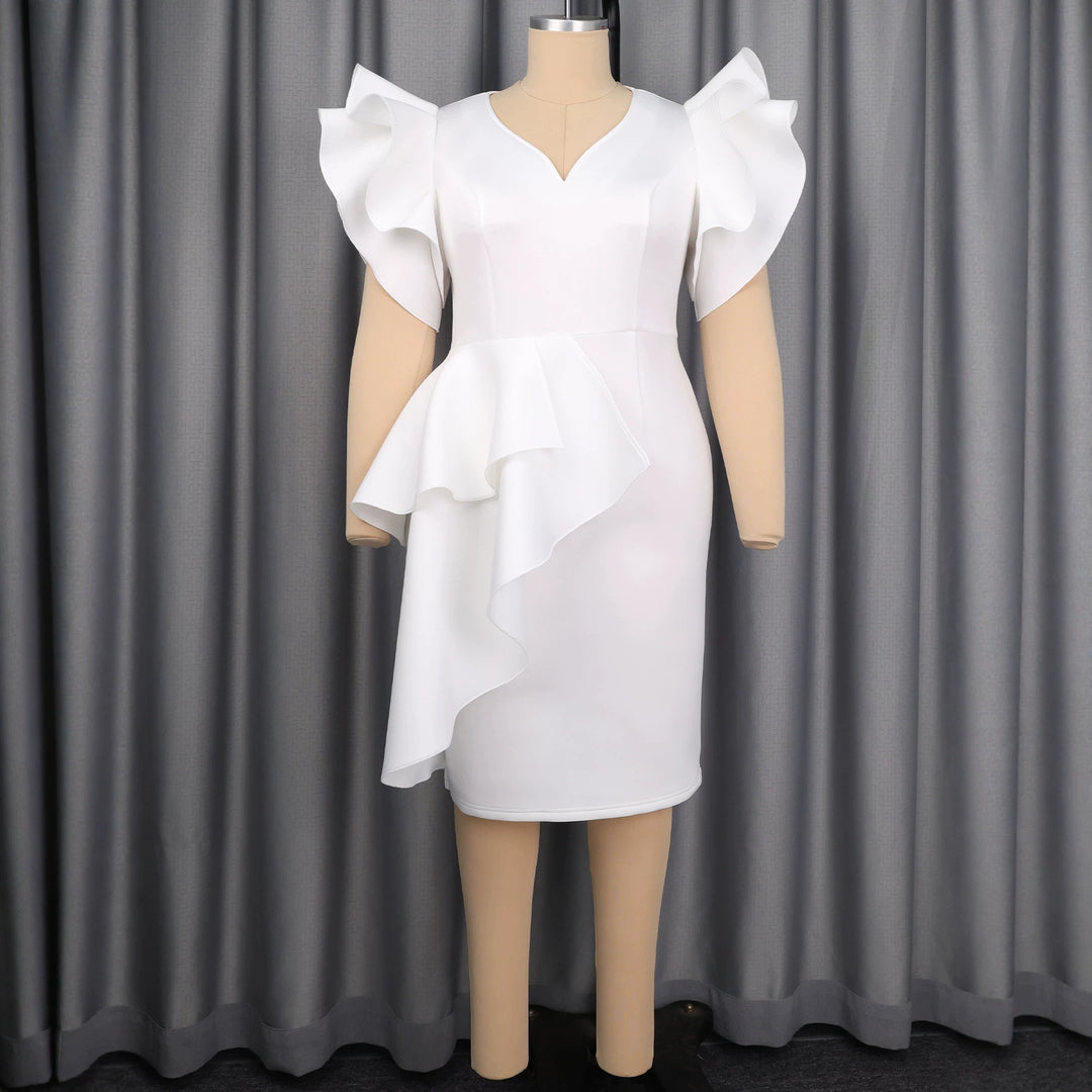 Damen Figurbetontes Kleid mit voluminösen Rüschendetails Drune
