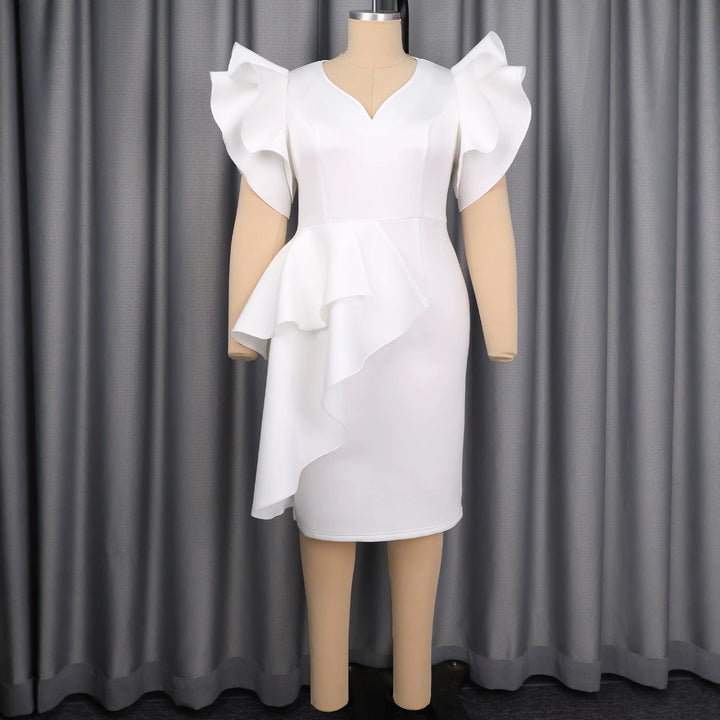 Damen Figurbetontes Kleid mit voluminösen Rüschendetails Drune