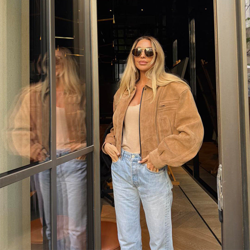 Damen Snacklederjacke mit lässigem Schnitt Drune