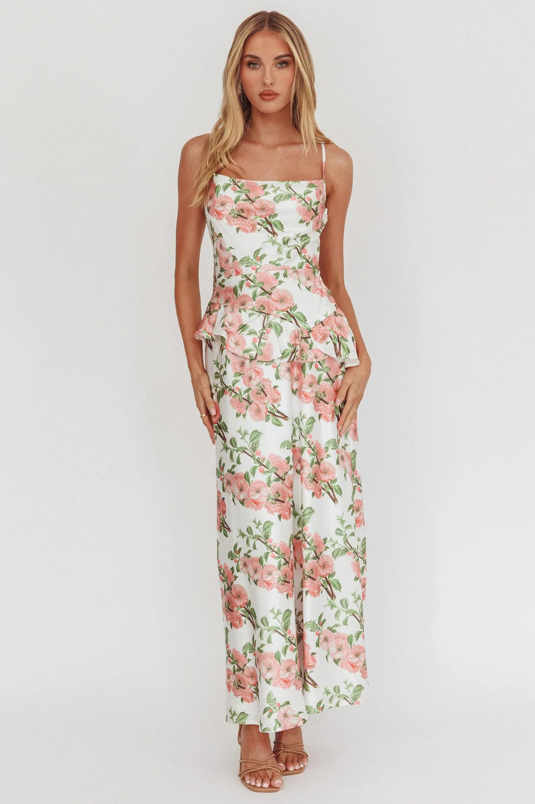 Damen Elegantes Peplum-Kleid mit floralem Design Drune