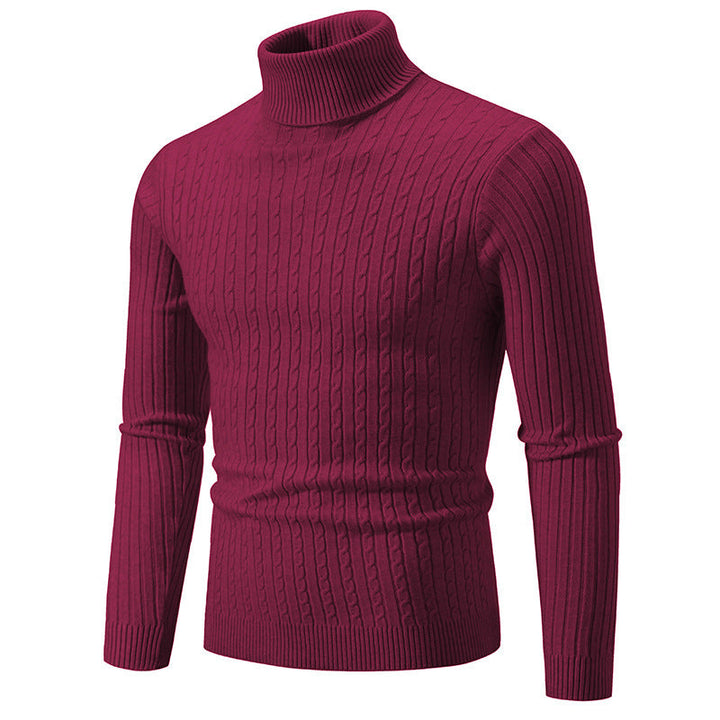 Herren nan taillierter Rollkragenpullover aus feinem Feinstrick mit geripptem Kragen Drune