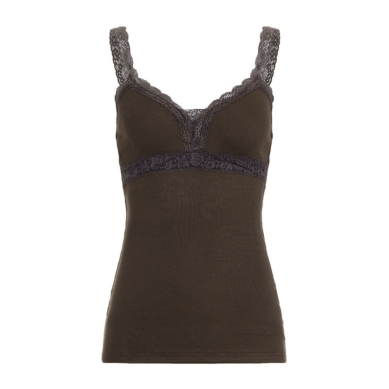Damen Spitzen-Trägertop mit elegantem Design und zarten Rüschen Drune