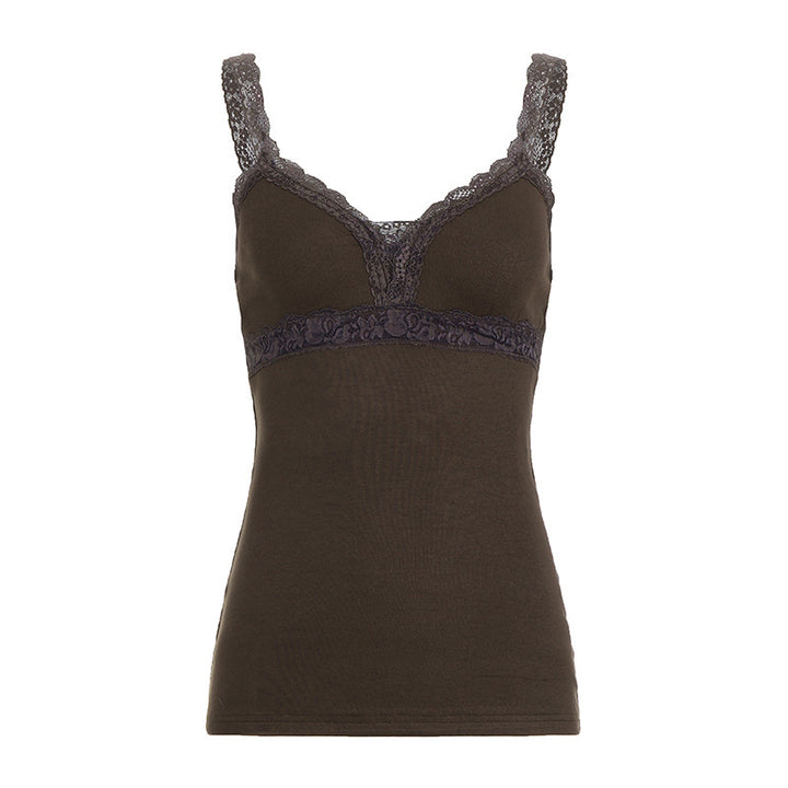 Damen Spitzen-Trägertop mit elegantem Design und zarten Rüschen Drune