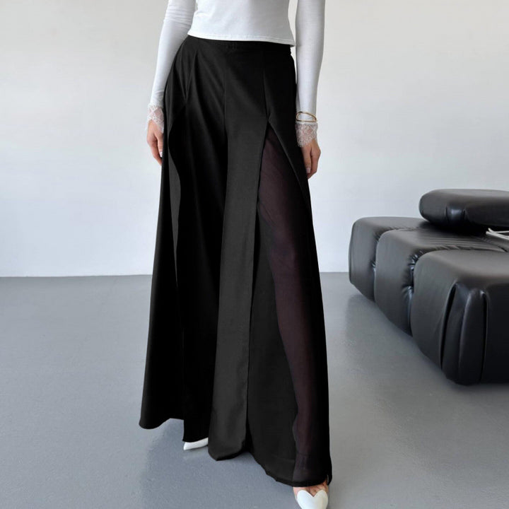 Damen Elegante lange Hose mit seitlichen Schlitzen und fließendem Schnitt Drune