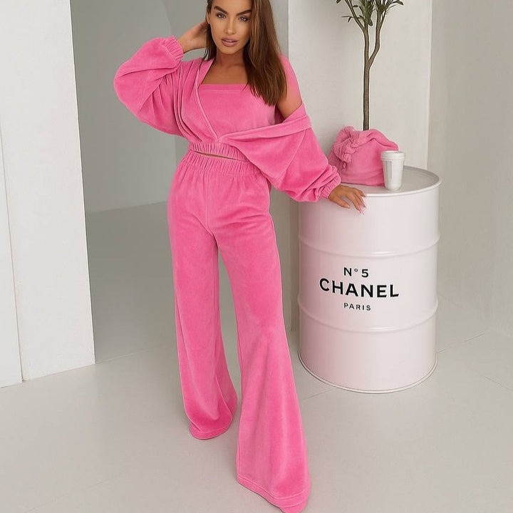 Damen weiches Lounge-Set mit weitem Schnitt und elegantem V-Ausschnitt Drune