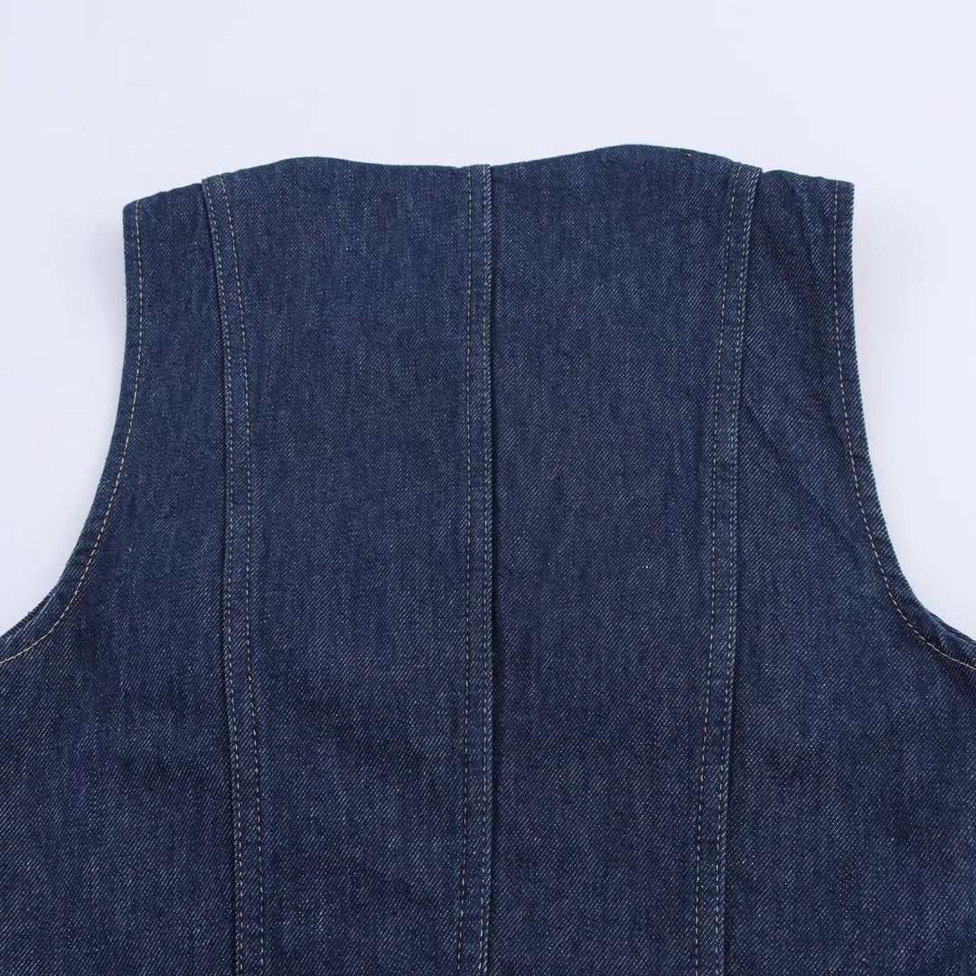 Damen Jeanskleid mit knopflosem Design und tailliertem Schnitt Drune