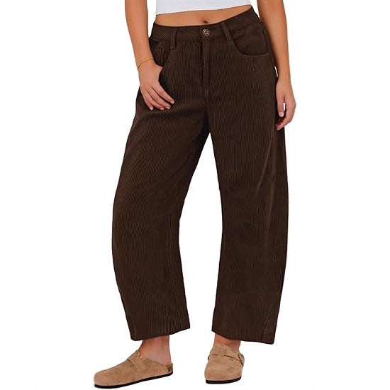 Damen Weite Cordhose mit seitlichen Eingrifftaschen Drune