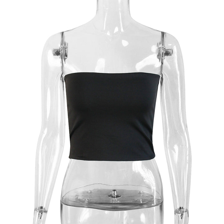 Damen Trägersloses Crop-Top aus elastischem Material Drune