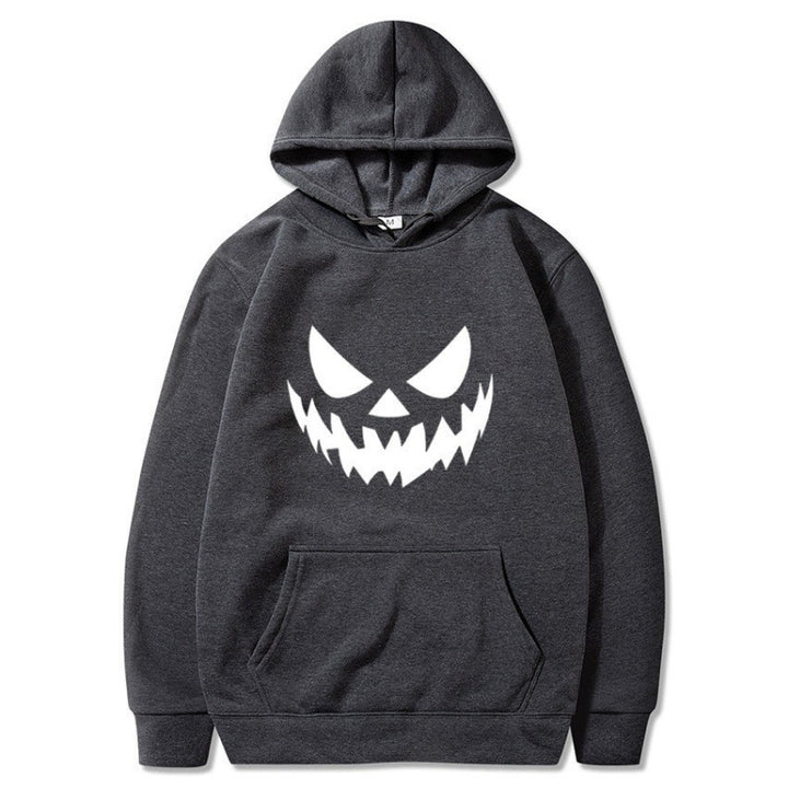 Unisex nan Kapuzenpullover mit gruseligem Kürbisgesicht-Print und Oversize Kängurutasche Drune