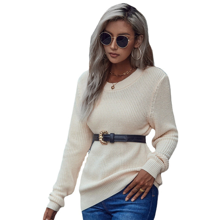 Damen gestrickter Pullover mit tailliertem Gürtel Drune
