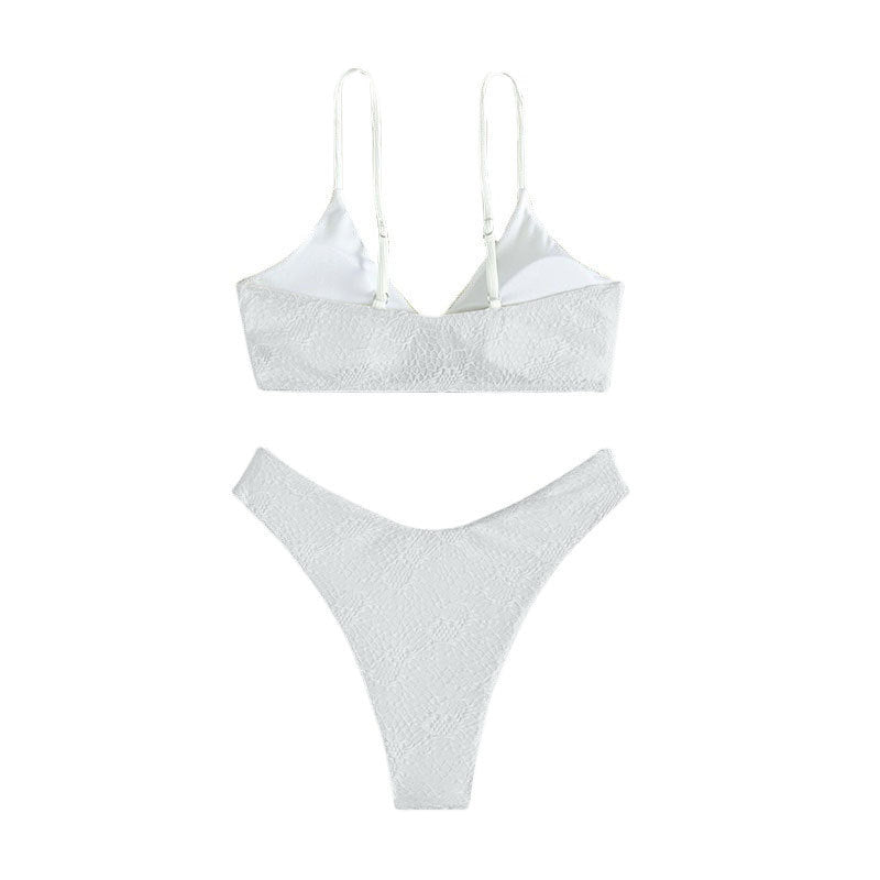 Damen Triangel-Bikini mit elegantem Knoten-Design und hohem Beinausschnitt Drune