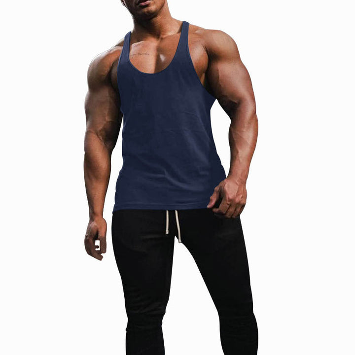 Herren nan athletisches Tanktop mit tiefem Armausschnitt und schmalen Trägern am Rücken aus Baumwollstretch Drune