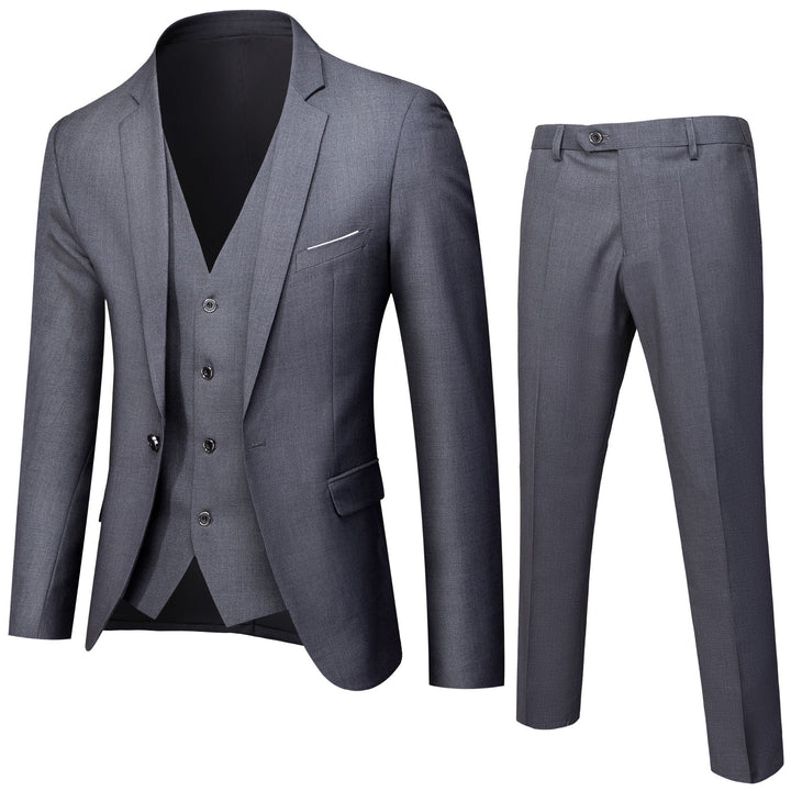 Herren nan dreiteiliges Business-Anzugset mit tailliertem Einreiher-Sakko, schmal geschnittener Weste und elegant geschnittener Anzughose Drune