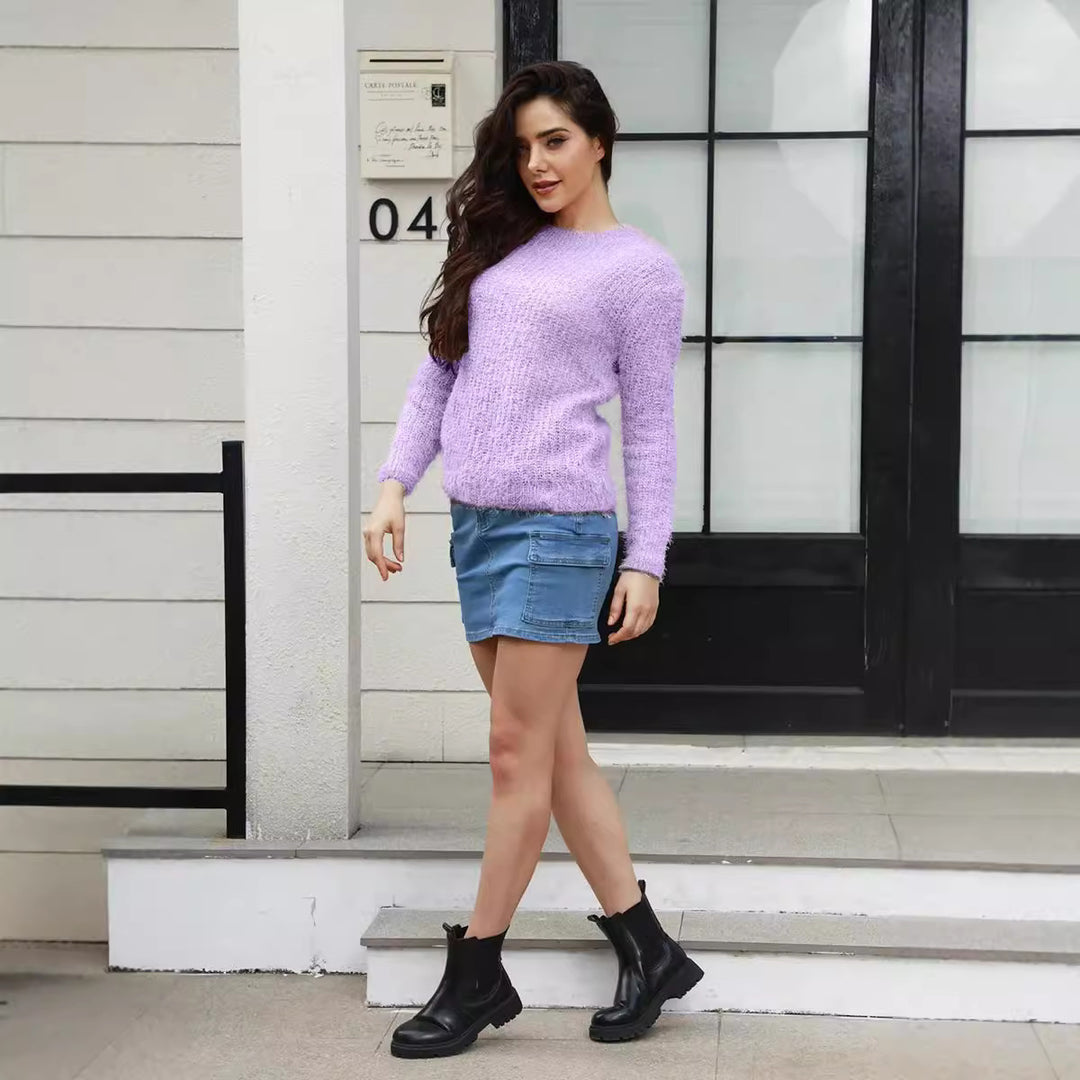Damen kuscheliger Strickpullover mit hoher Elastizität und modernem Design Drune