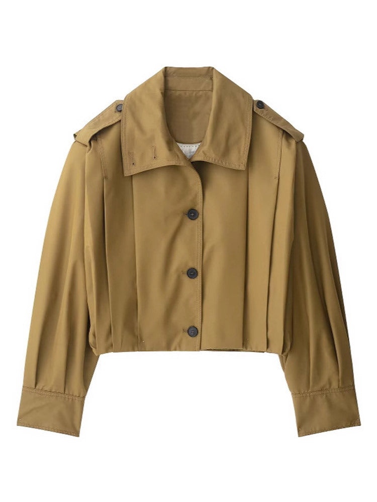 Damen cropped Trenchcoat mit eleganten Knopfdetails Drune