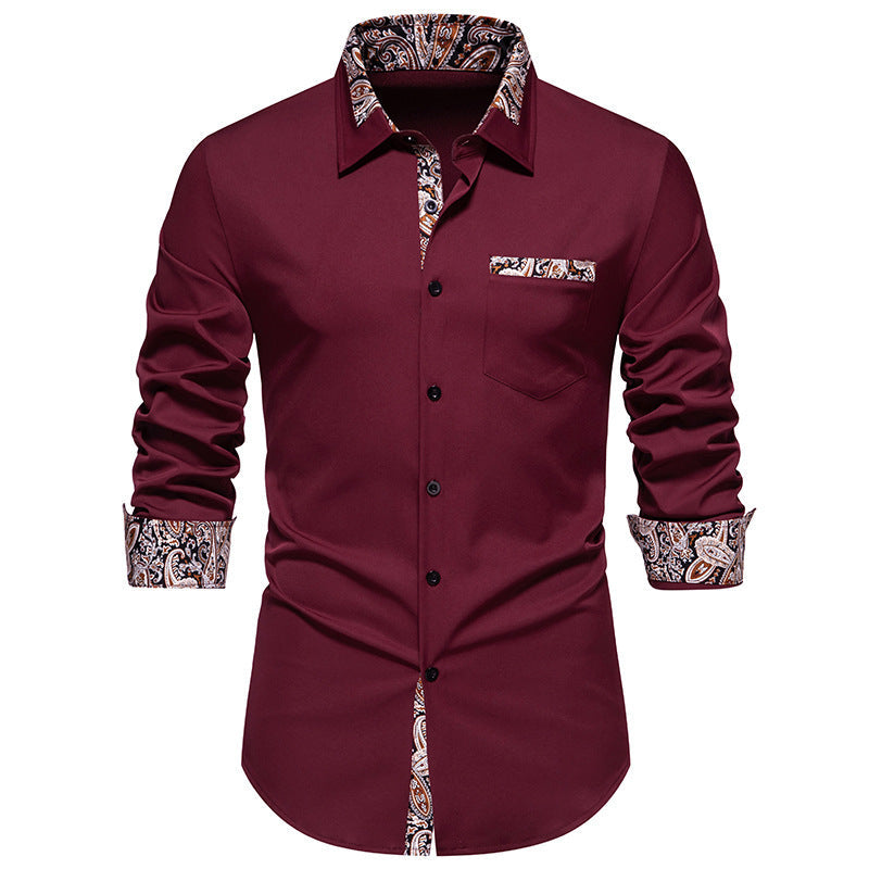 Herren Langarmhemd mit eleganten Paisley-Mustern Drune
