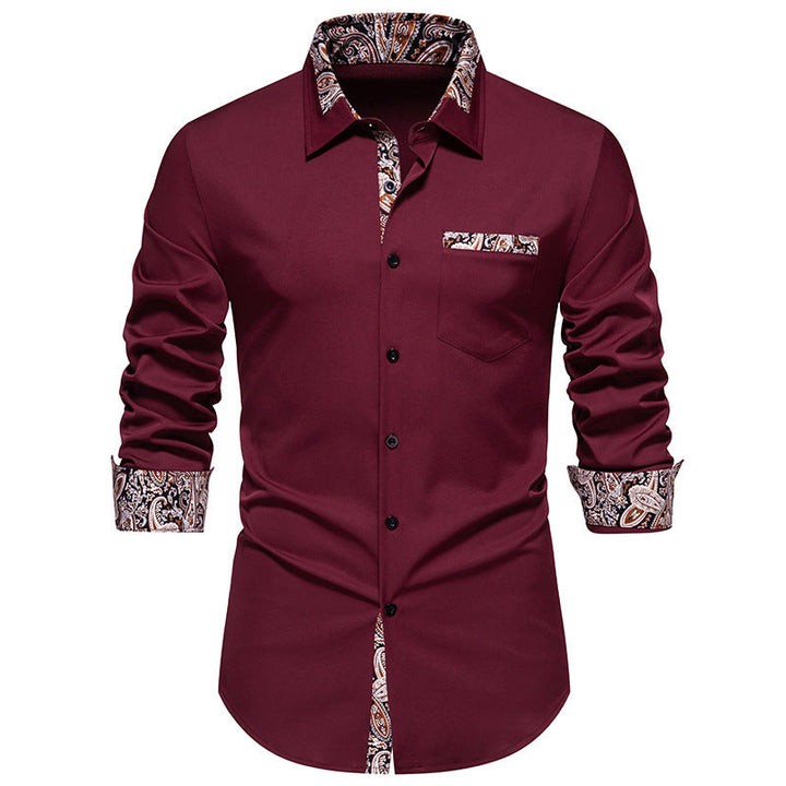 Herren Langarmhemd mit eleganten Paisley-Mustern Drune