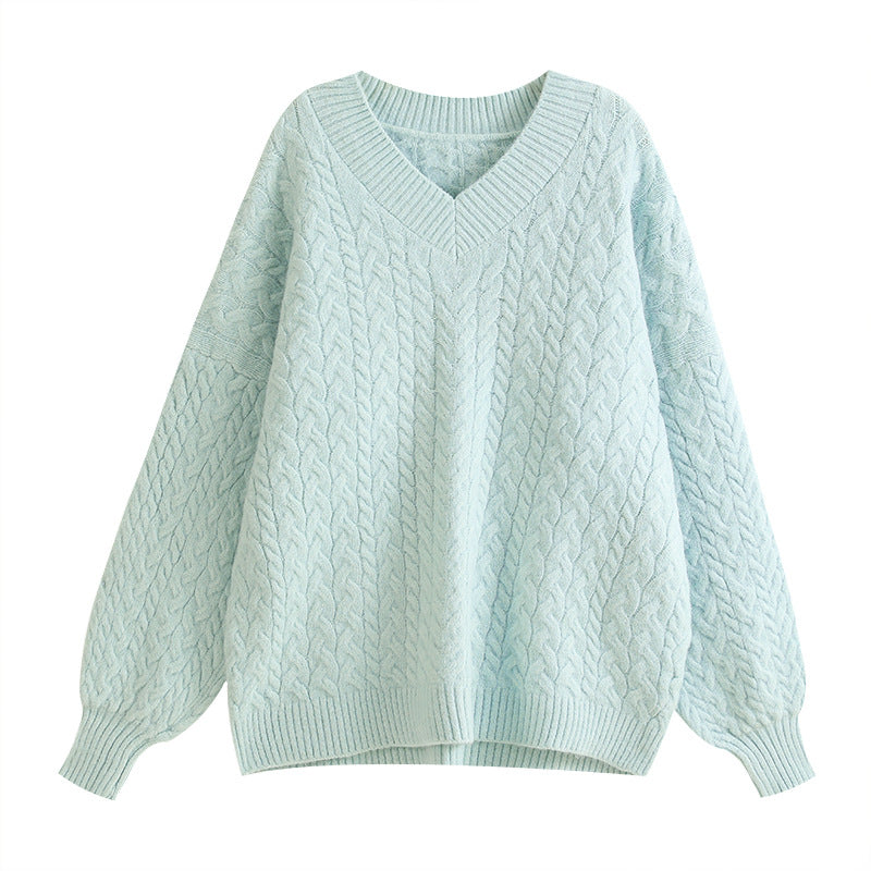 Damen Strickpullover mit strukturiertem Kabelmuster und voluminösen Ärmeln Drune