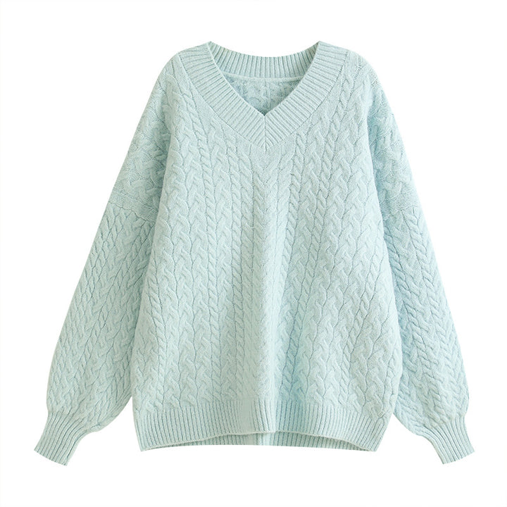 Damen Strickpullover mit strukturiertem Kabelmuster und voluminösen Ärmeln Drune