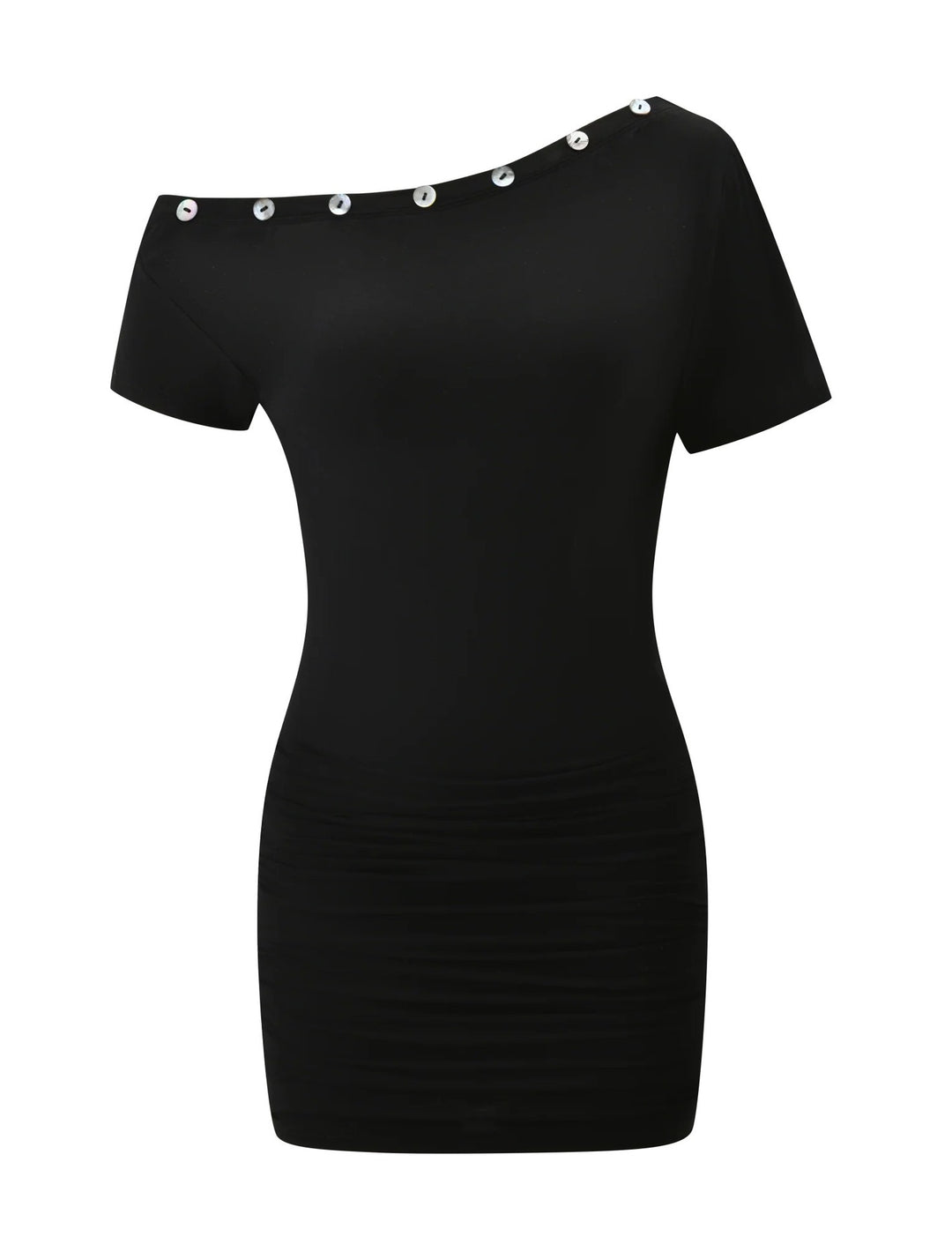 Damen Figurumspielendes Wickeloberteil mit asymmetrischem Ausschnitt und metallischen Knopfdetails Drune