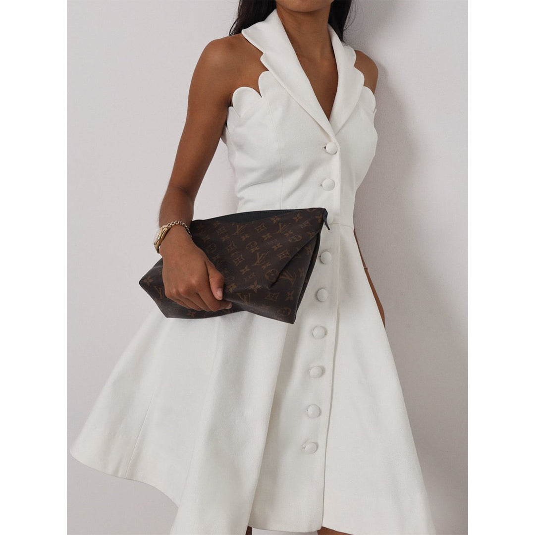 Damen Kleid mit schickem Kragen und Knopfdetails Drune