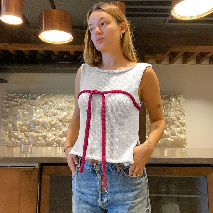 Damen Strickoberteil mit raffinierten Knoten- und Schleifendetails Drune