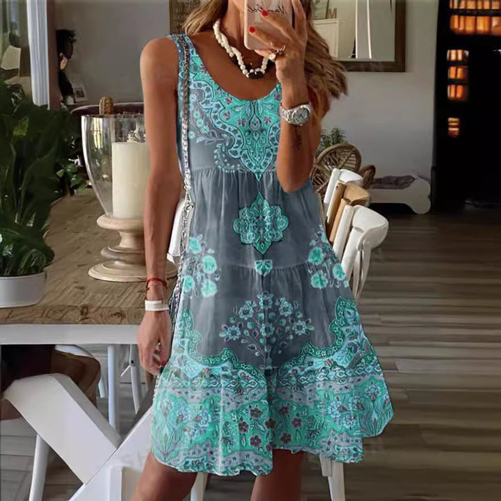 Damen Sommerkleid mit floralem Druck und fließendem Schnitt Drune