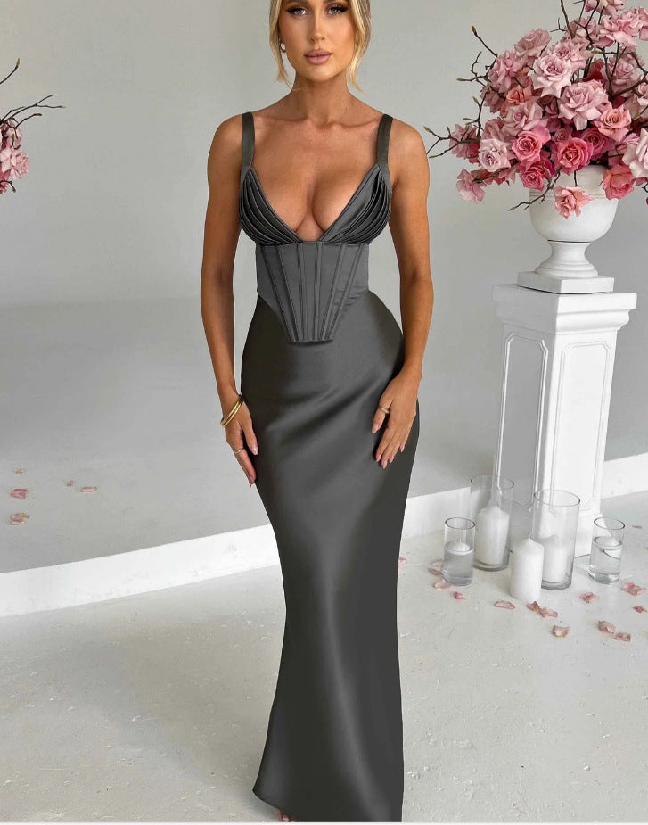 Damen Abendkleid mit Korsett-Oberteil und schimmerendem Finish Drune