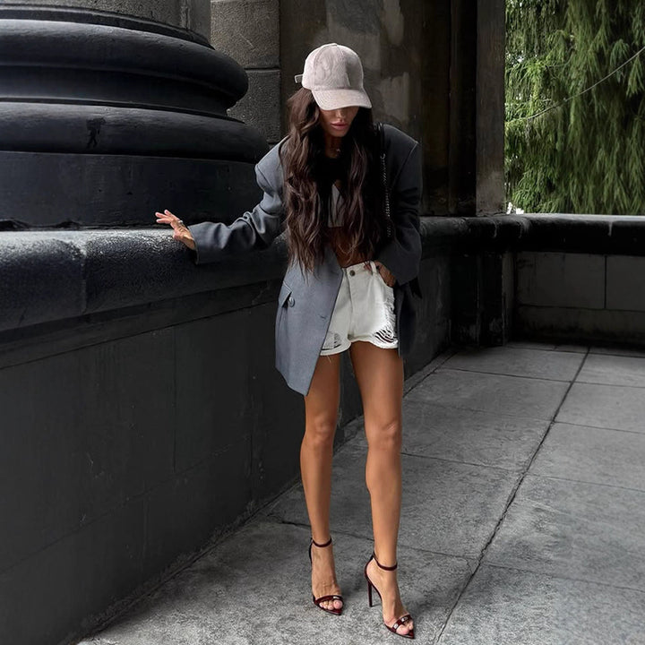Damen oversized Blazerjacke mit modischem Schnitt Drune