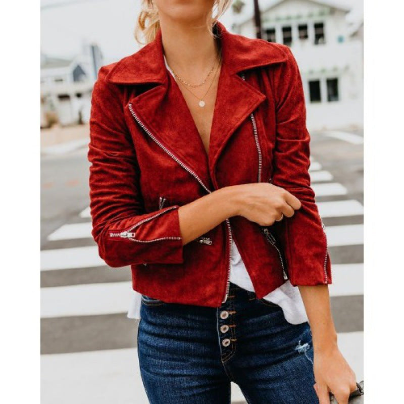 Damen Bikerjacke im modernen Wildleder-Look Drune