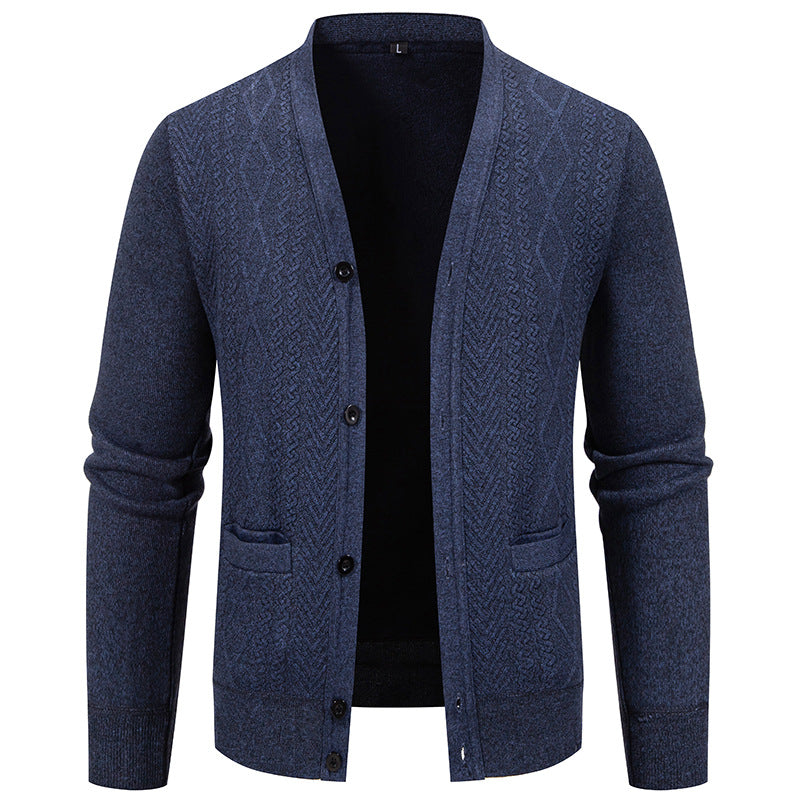 Herren klassische Strickjacke mit strukturiertem Design und praktischen Taschen Drune